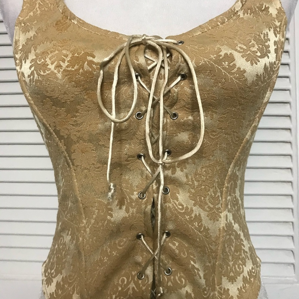 Vintage Gold Floral Brocade Corset - Picture 2 of 3